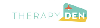 TherapyDen logo with a stylized teal and yellow room icon.